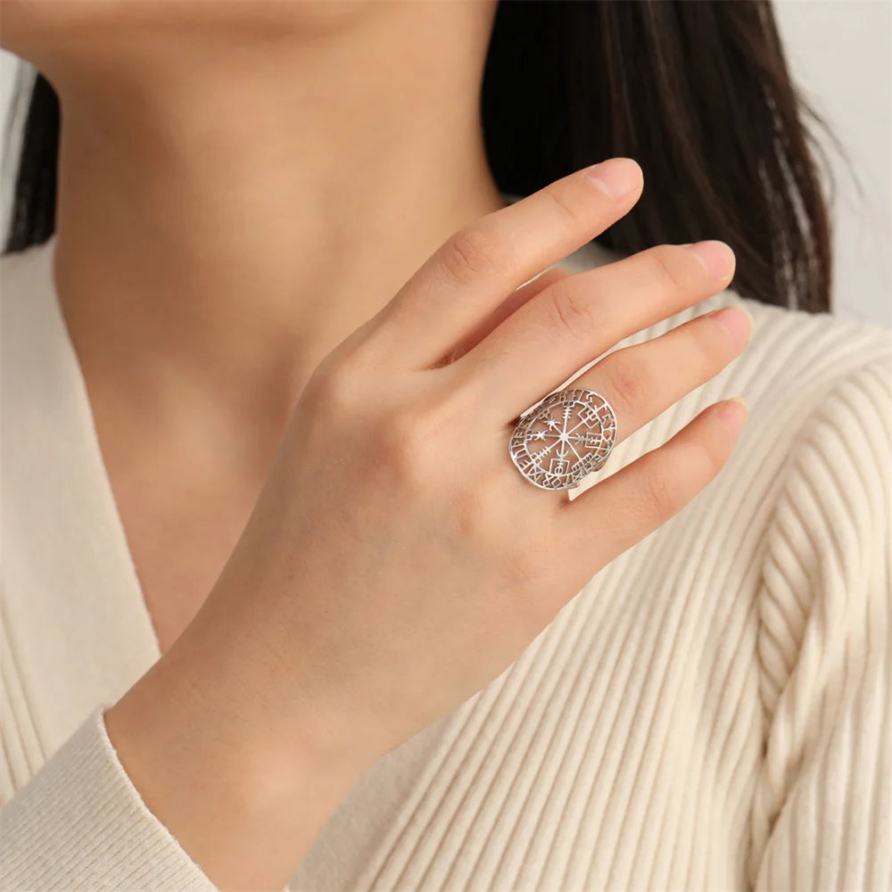 Δαχτυλίδι Vegvisir Βίκινγκ Ρουνική Πυξίδα
