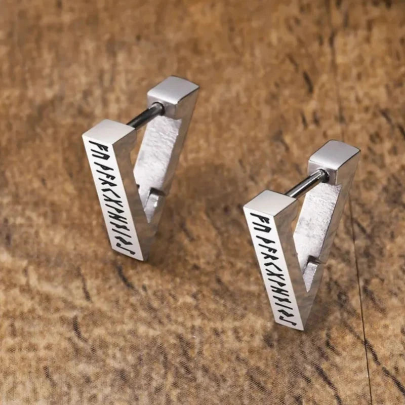 Βίκινγκ Ρουνικές Σκουλαρίκια για Άνδρες και Γυναίκες Βόρειο Ασημί