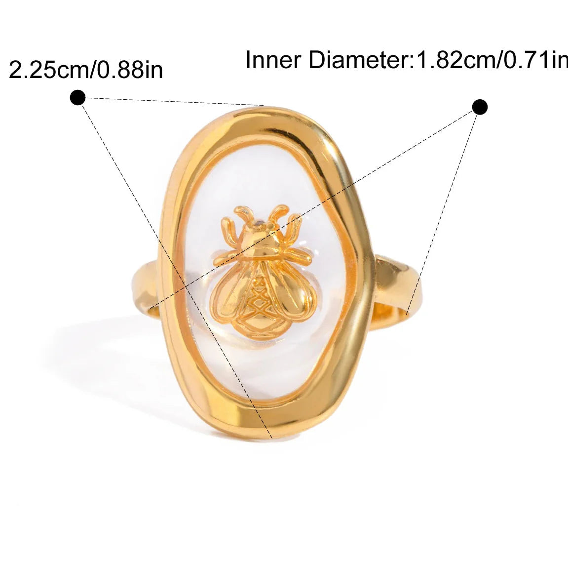 Φαρδύ δαχτυλίδι με μέλισσα για γυναίκα