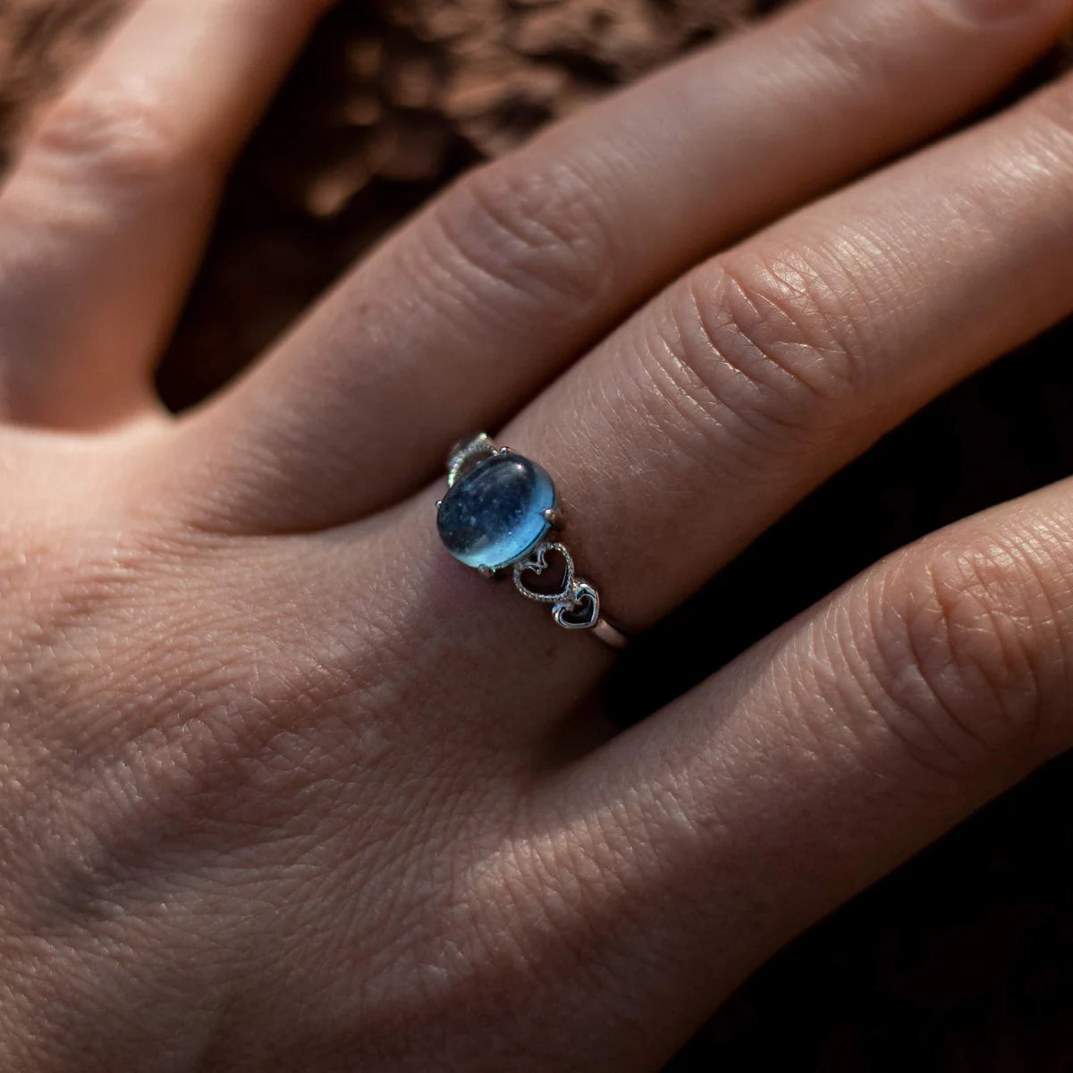 Δαχτυλίδι Ρυθμιζόμενο "Κρύσταλλο της Θάλασσας" σε Υδάτινο Μπλε 