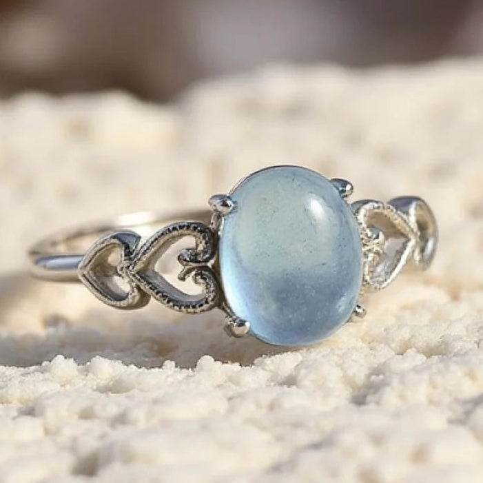 Δαχτυλίδι Ρυθμιζόμενο "Κρύσταλλο της Θάλασσας" σε Υδάτινο Μπλε 