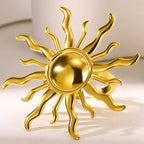 Bague ajustable grand soleil aux rayons ondulés
