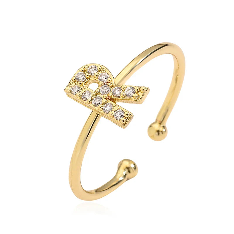 Ρυθμιζόμενο εξατομικευμένο δαχτυλίδι με αρχικό r