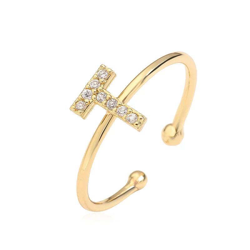 Ρυθμιζόμενο εξατομικευμένο δαχτυλίδι με αρχικό t