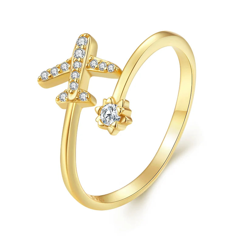 Δαχτυλίδι Δαχτυλίδι Αεροπλάνο από Αληθινό Ασήμι για Γυναίκες χρυσό