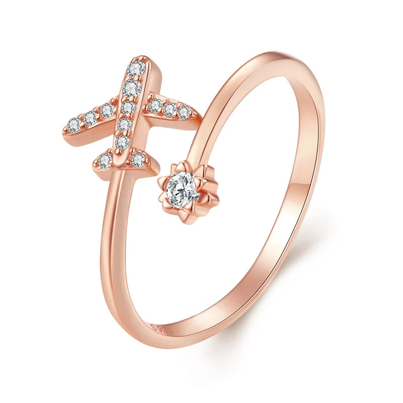 Δαχτυλίδι Δαχτυλίδι Αεροπλάνο από Αληθινό Ασήμι για Γυναίκες ροζ χρυσό