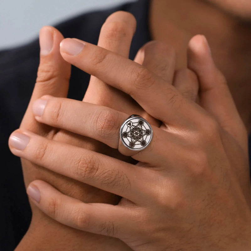 Bague Anneau Cube de Métatron argent a
