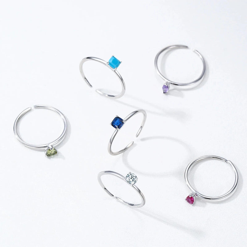 Bague Anneau en Zircon Coloré Pierre de Naissance