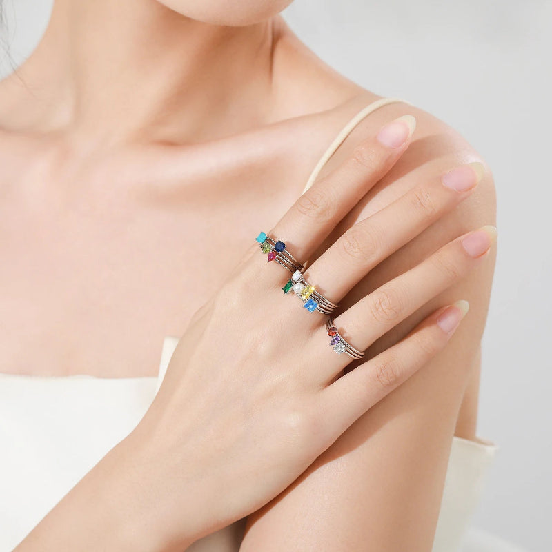 Δαχτυλίδι με πολύχρωμο ζιρκόνιο, λίθος γέννησης