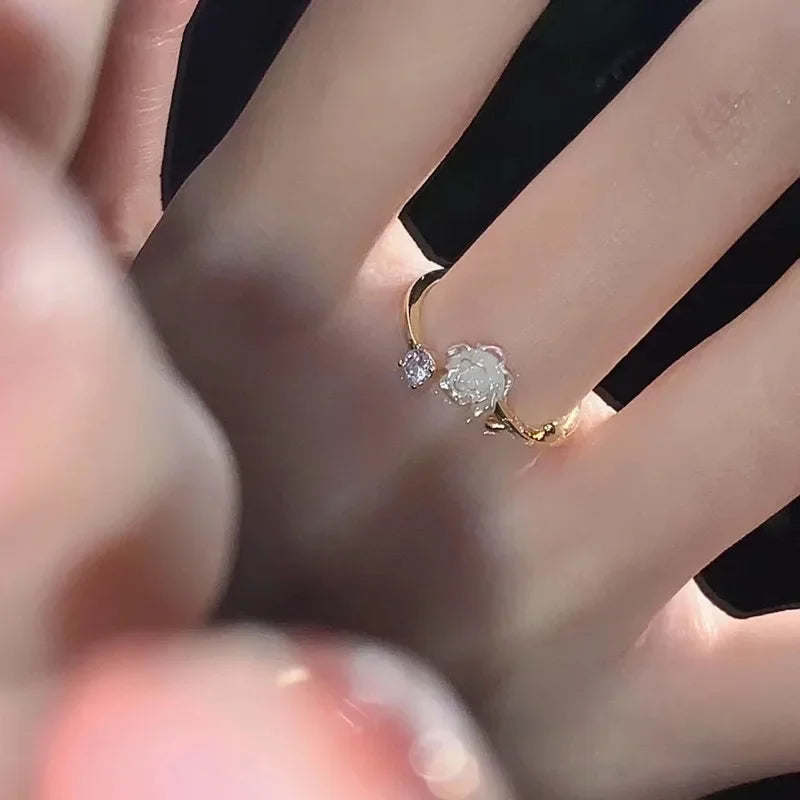 Δαχτυλίδι Δαχτυλίδι Λουλούδι Τουλίπα σε Ζιρκόν