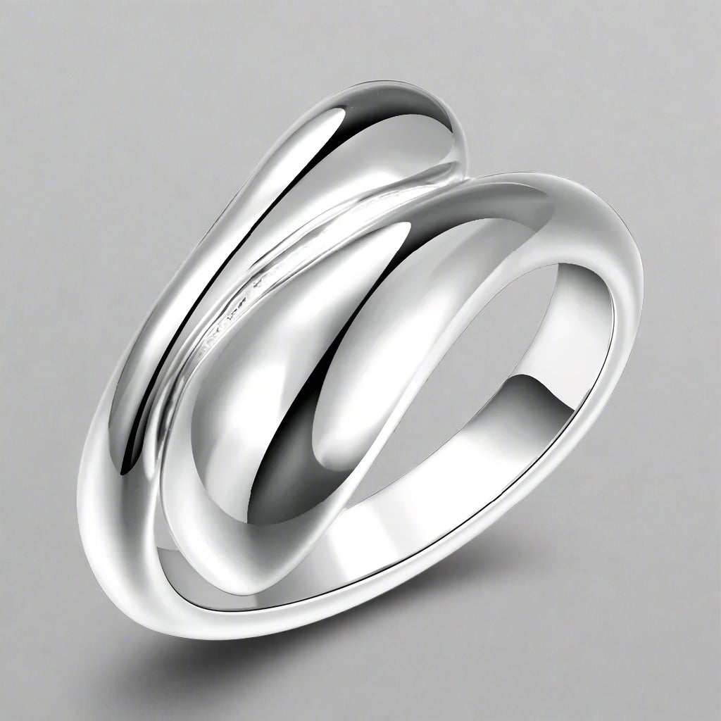 Δαχτυλίδι Δαχτυλίδι Σταγόνα Νερού Ασημί και Κούφιο