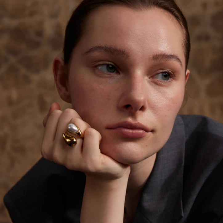 Δαχτυλίδι Δάκρυ Νερού Λευκό Μαργαριτάρι χρυσό