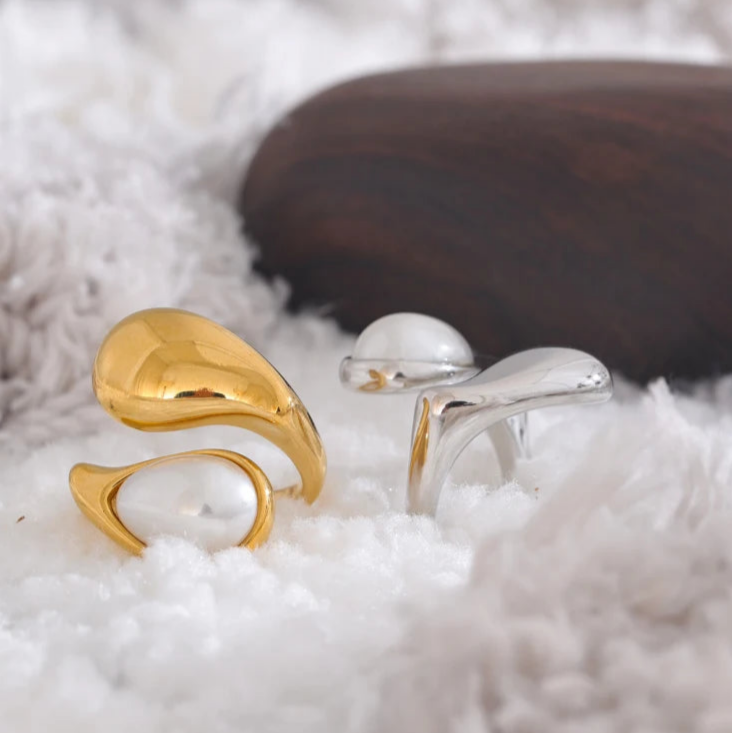 Δαχτυλίδι Δάκρυ Νερού Λευκό Μαργαριτάρι χρυσό