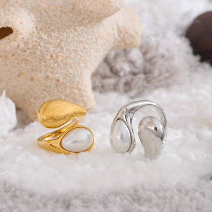 Δαχτυλίδι Δάκρυ Νερού Λευκό Μαργαριτάρι ασήμι