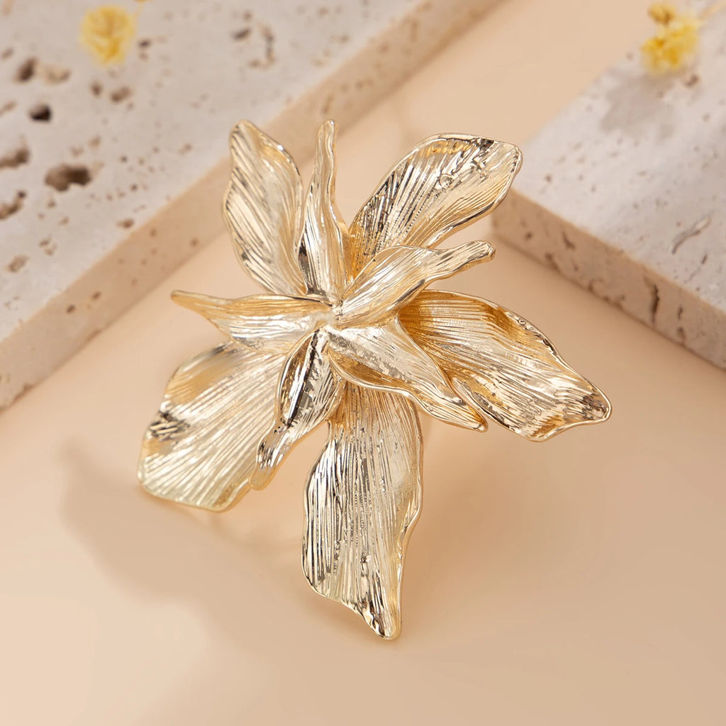 Δαχτυλίδι Δαχτυλίδι Μεγάλο Λουλούδι χρυσό