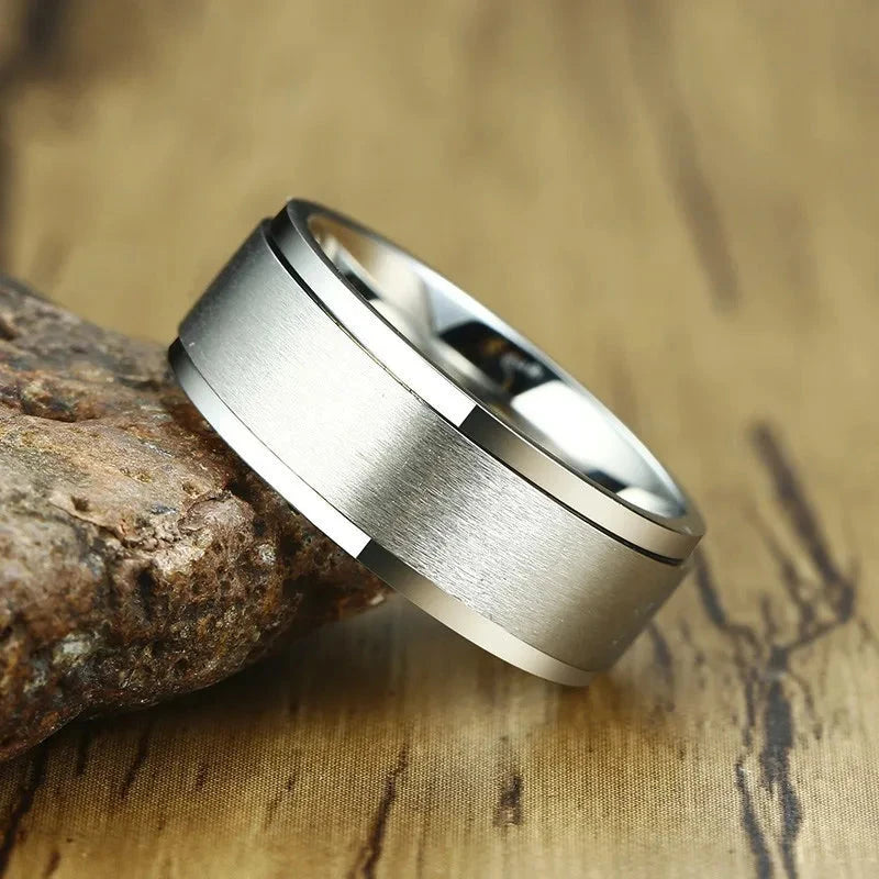 Bague Anneau Homme Anti-Stress Tournant argent