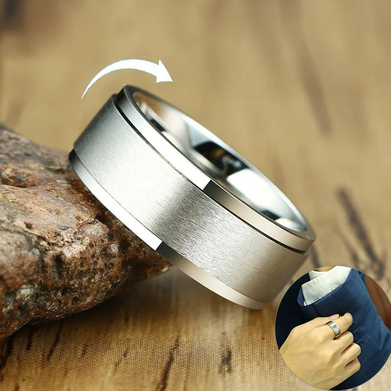 Δαχτυλίδι Ανδρικό Αντιστρες Περιστρεφόμενο ασημί