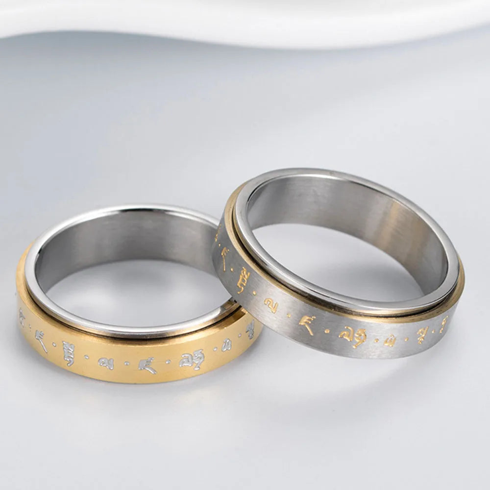 Δαχτυλίδι με σχέδια για άντρες ή γυναίκες, αντιστρες περιστρεφόμενο χρυσό