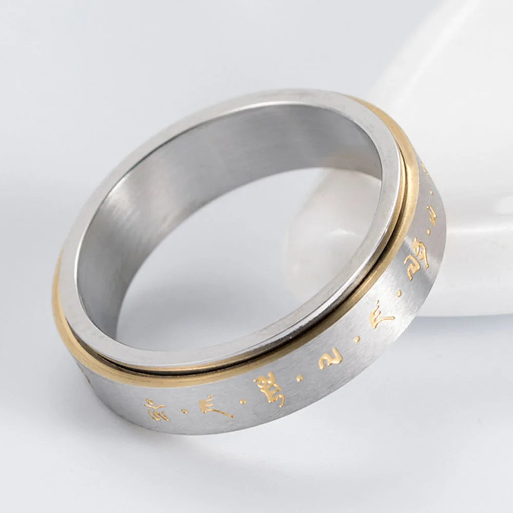 Bague Anneau à Motifs Homme ou Femme Anti-Stress Tournant argent