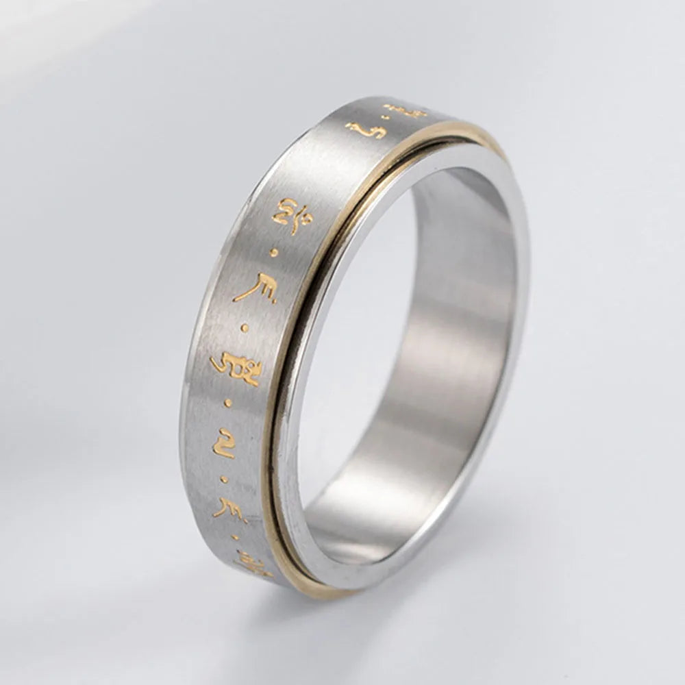 Δαχτυλίδι με σχέδια για άντρες ή γυναίκες, αντιστρες περιστρεφόμενο ασημί