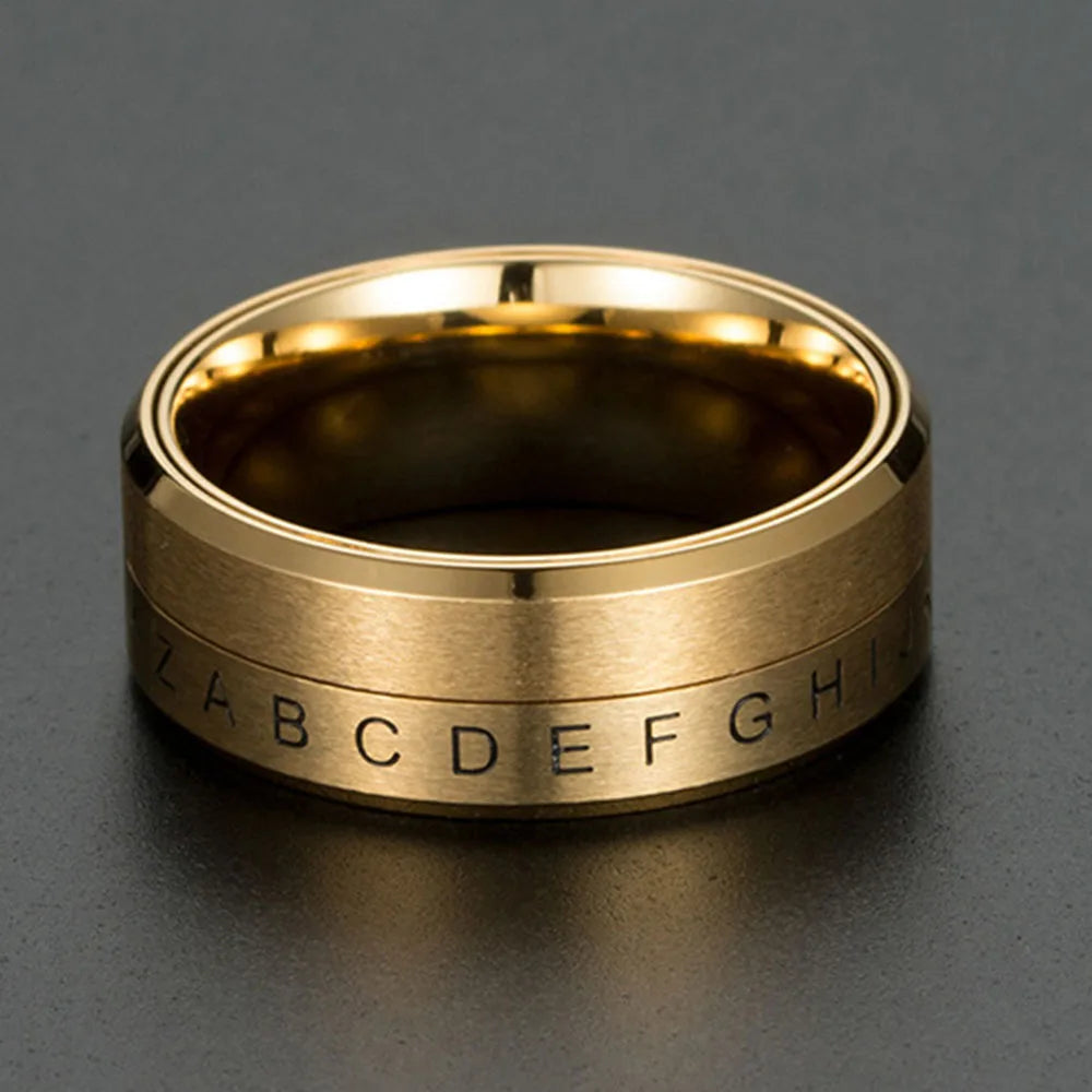 Δαχτυλίδι Δαχτυλίδι Γράμματα Αντιστρες Περιστρεφόμενο χρυσό