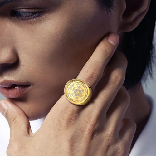 Δαχτυλίδι Δαχτυλίδι Μαύρα Κύβος Μετάτρον χρυσό