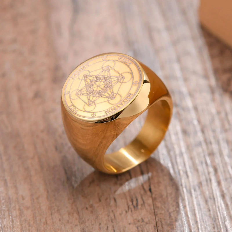 Δαχτυλίδι Δαχτυλίδι Μαύρα Κύβος Μετάτρον χρυσό