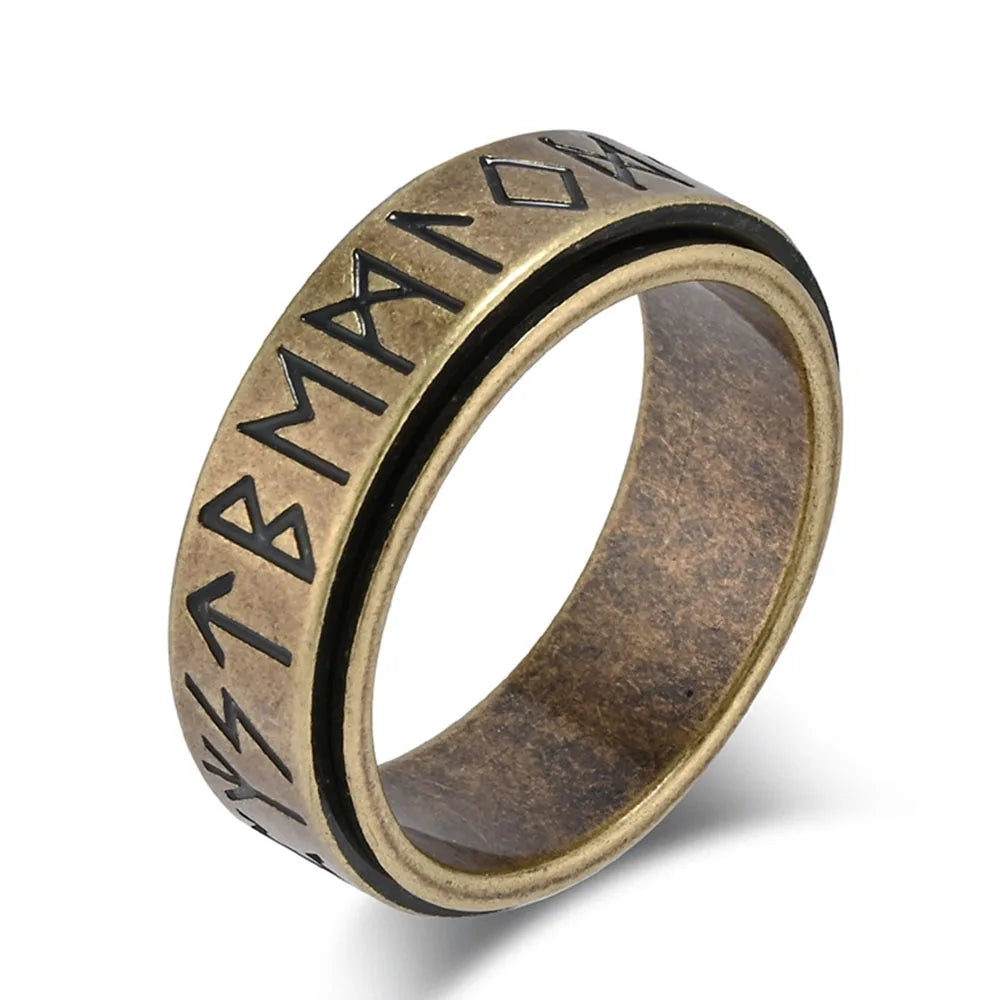 Bague Anneau Viking Homme Anti-Stress Tournant or