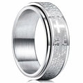 Bague anti-stress rotative avec croix chrétienne argent