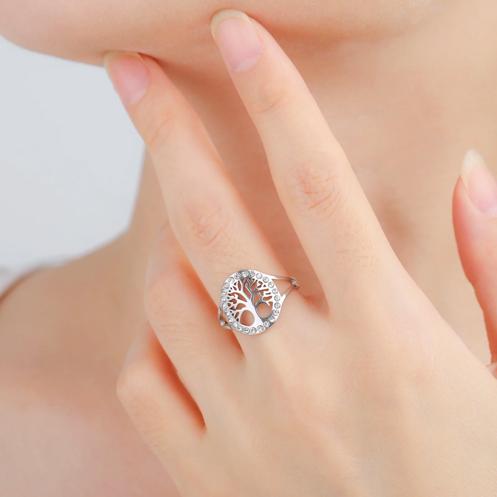 Δαχτυλίδι Δέντρο της Ζωής Ζιργκόν Γυναικείο ασήμι