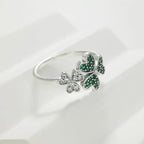 Δαχτυλίδι με Καρδιές από Πράσινο Ζιρκόνιο Τριφύλλι με 3 Φύλλα