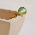 Δαχτυλίδι με σταγόνα νερού από φυσική πέτρα και ζιρκόν