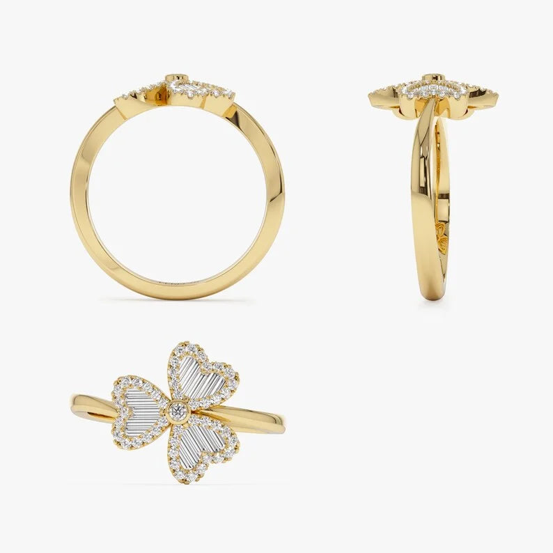 Δαχτυλίδι με τριφύλλι 3 φύλλων σε ζιρκόν