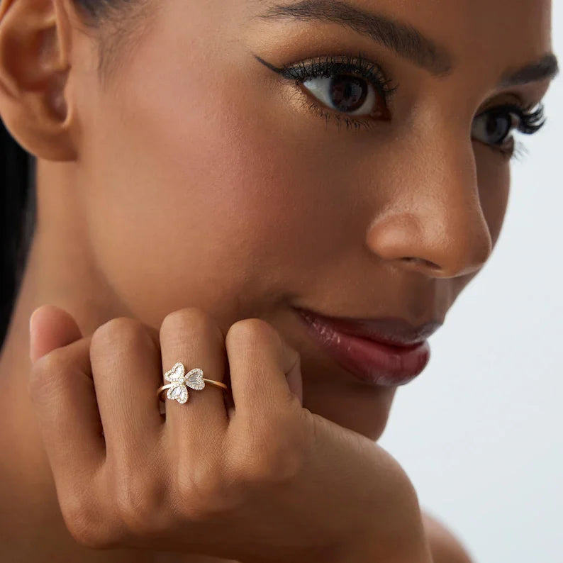 Δαχτυλίδι με τριφύλλι 3 φύλλων σε ζιρκόν