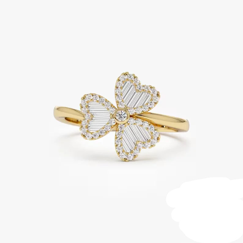 Δαχτυλίδι με τριφύλλι 3 φύλλων σε ζιρκόν