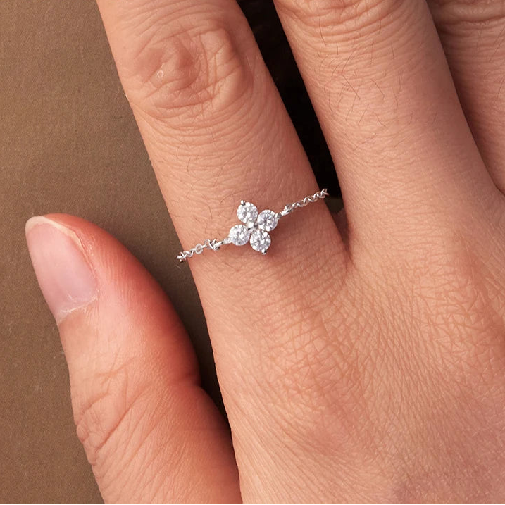 Δαχτυλίδι με τετράφυλλο τριφύλλι από ζιρκόν