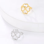 Δαχτυλίδι με τετράφυλλη τριφύλλι για γυναίκες ασήμι