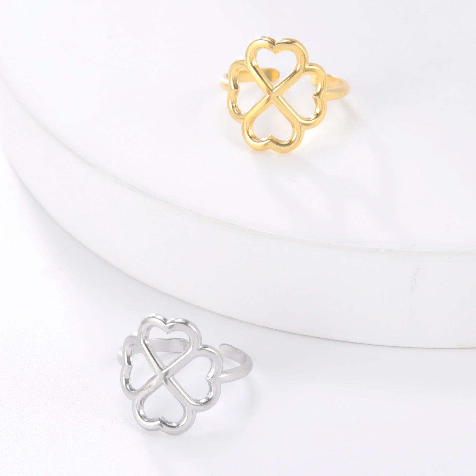 Δαχτυλίδι με τετράφυλλη τριφύλλι για γυναίκες ασήμι