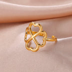Δαχτυλίδι με τετράφυλλη τριφύλλι για γυναίκες χρυσό