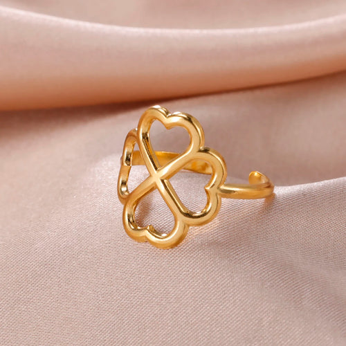 Δαχτυλίδι με τετράφυλλη τριφύλλι για γυναίκες χρυσό