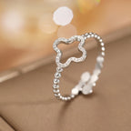 Δαχτυλίδι με τριφύλλι 4 φύλλων για γυναίκες ασήμι