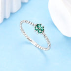 Δαχτυλίδι με τετράφυλλο τριφύλλι σε πράσινο χρώμα