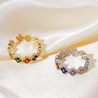 Δαχτυλίδι με πολύχρωμα τετράφυλλα τριφύλλια σε ζιρκονία ασημί