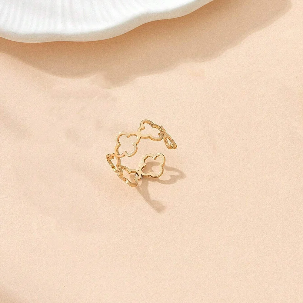 Bague avec Trèfles à 4 Feuilles Porte Bonheur or