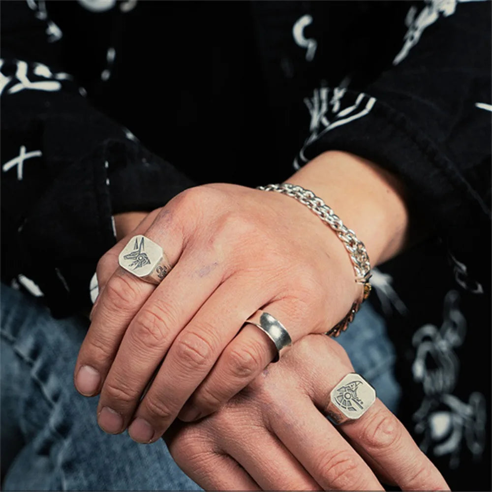 Δαχτυλίδι τετράγωνο στυλ Αιγυπτιακό Μάτι του Ώρου