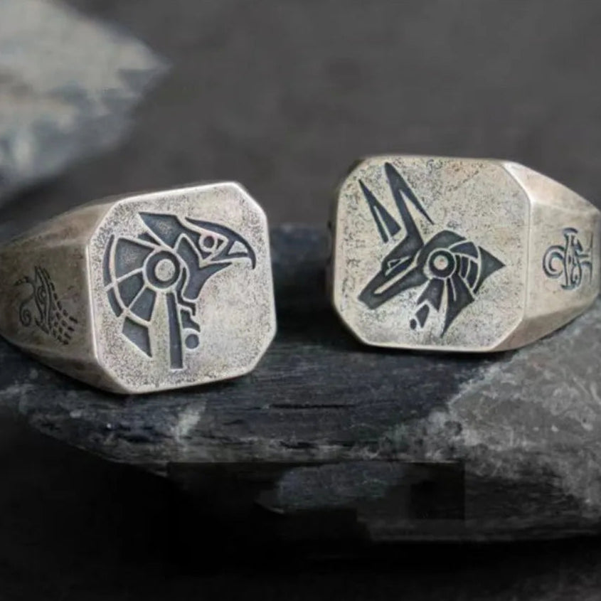 Δαχτυλίδι τετράγωνο στυλ Αιγυπτιακός Άνουβις