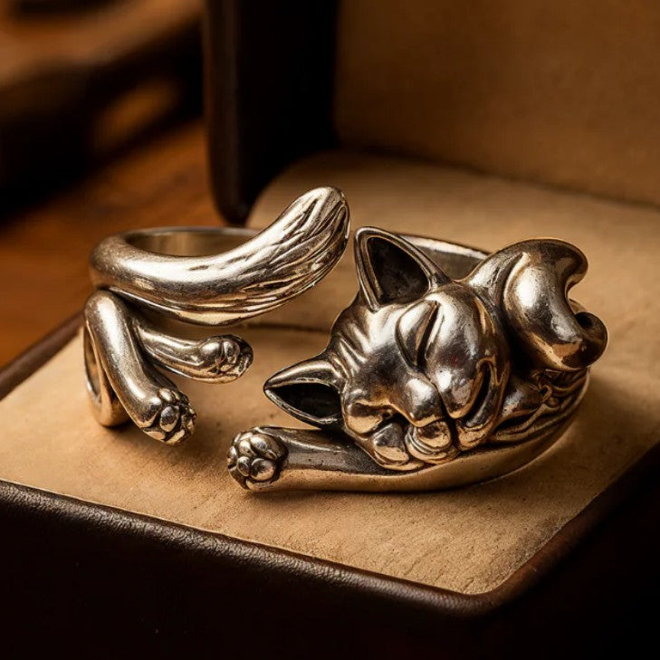 Δαχτυλίδι Γάτα Που Κοιμάται 