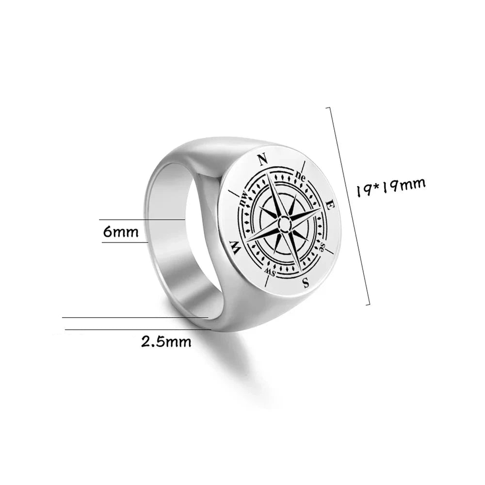 Bague Compas Boussole Anneau Rose des Vents 