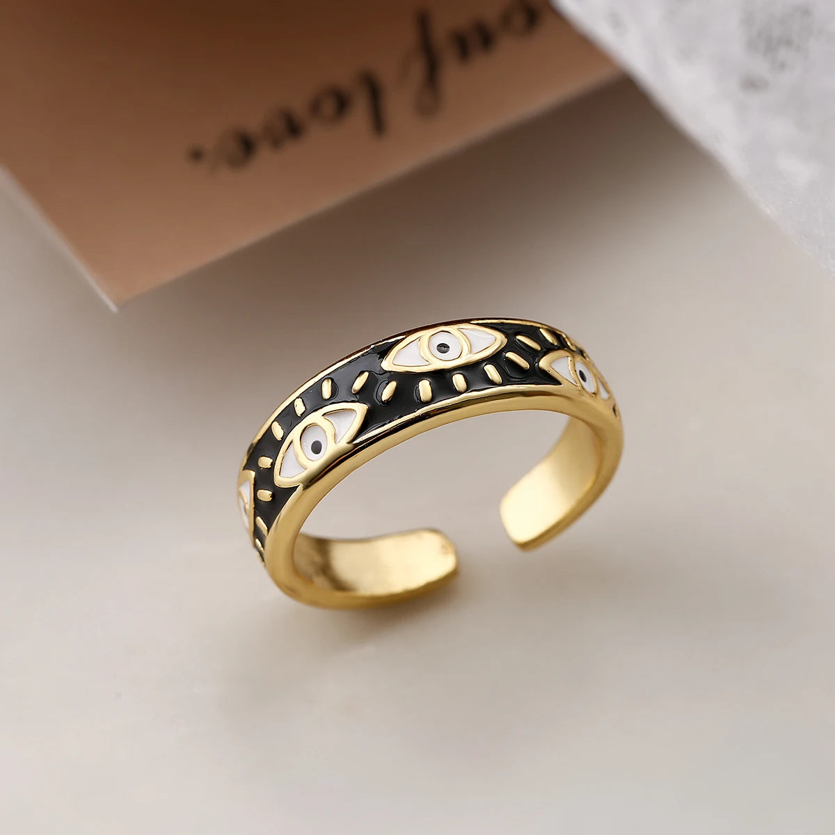 Δαχτυλίδι κατά του κακού ματιού μπλε τουρκικό μαύρο δαχτυλίδι