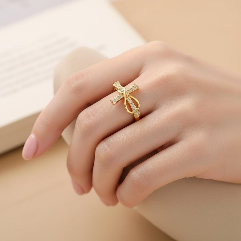 Δαχτυλίδι Χριστιανικός Σταυρός Ζιργκόν Γυναικείο 